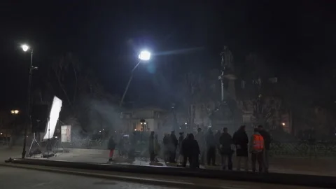 Film crew on set Stock Footage 153714170