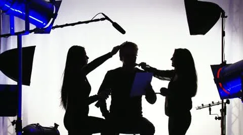 Film crew work in studio medium shot Stock Footage 22326329