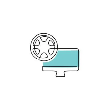 Film digitisation continuous line vector icon Stock Illustration