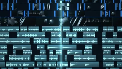 Film Editing Timeline Interface Blue Clips Scrubbing Video stock 343650346