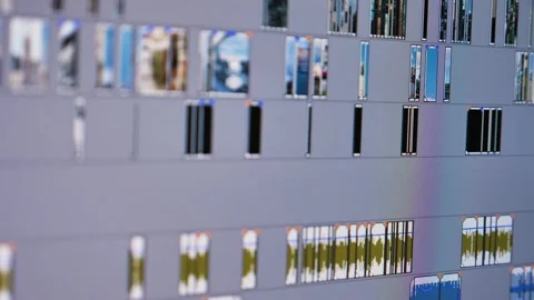The film editor selects, selects and moves frames on the timeline of a project Stock Footage 270449269