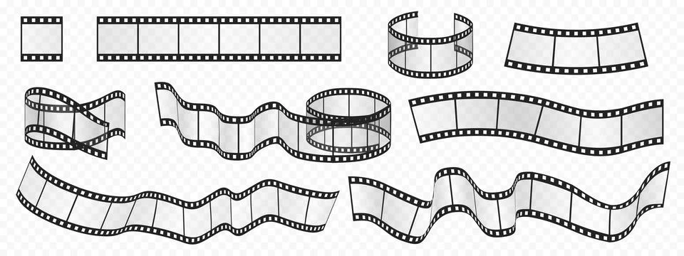 Film frames collection vector illustration. Vector film movie strip set. Stock Illustration
