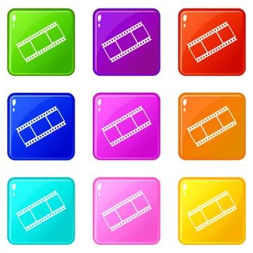Film with frames icons 9 set Stockillustratie