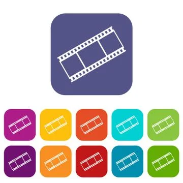 Film with frames icons set Stock Illustration