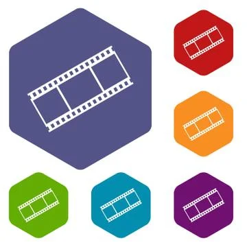 Film with frames icons set 스톡 일러스트