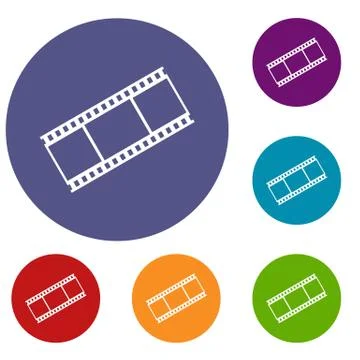 Film with frames icons set Stock Illustration
