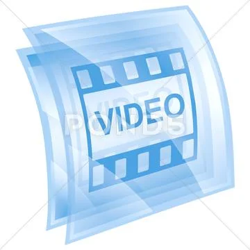 Film icon blue, isolated on white background. Stock Illustration