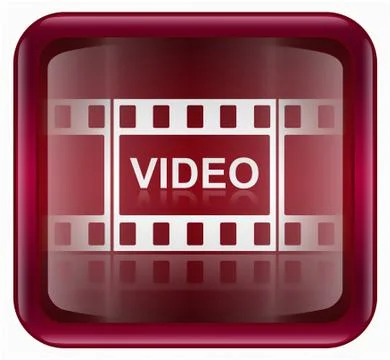Film icon red, isolated on white background Stockillustratie