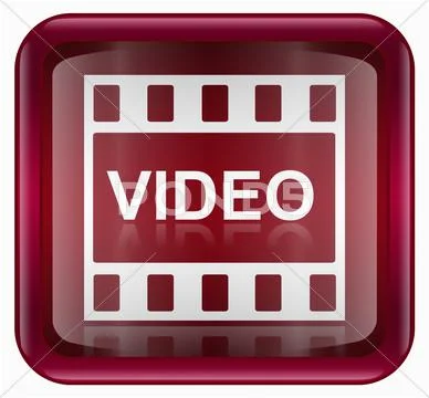 Film icon red, isolated on white background Stock Illustration