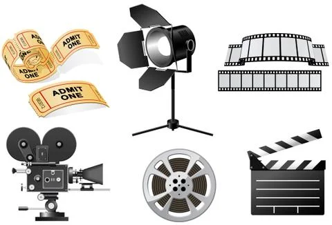 Film industry - movie camera and film slate Stock Illustration