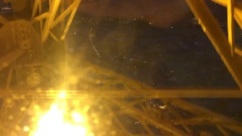 A film from inside the elevator of the Eiffel Tower at night time. 스톡 동영상 92760505