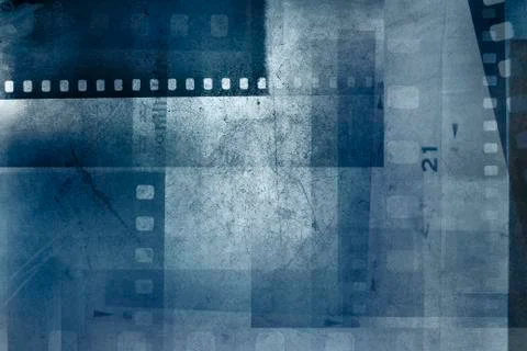 Film negative frames on blue background Illustrazione stock