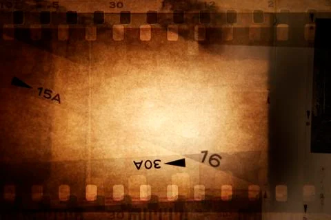 Film negative frames on brown background Foto stock