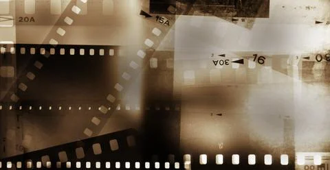 Film negative frames brown background Stock Photos