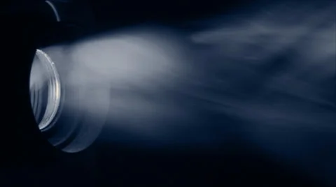 Film Noir style lighting rays and smoke from movie film projector light Stock Footage