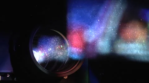 Film projector close up, projector lens and light Stock Footage 49068504