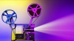 Empty Projector Screen and Spinning Film Reel with Movie on the Black  Background, Backgrounds Motion Graphics ft. 16mm & abstract - Envato  Elements