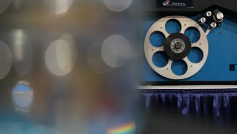 Film Projector Reel Transfers to Video Stock Video Stock Footage
