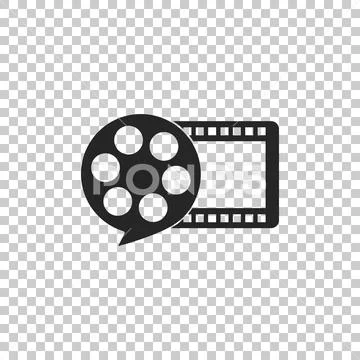 Film reel and play video movie film icon isolated on transparent