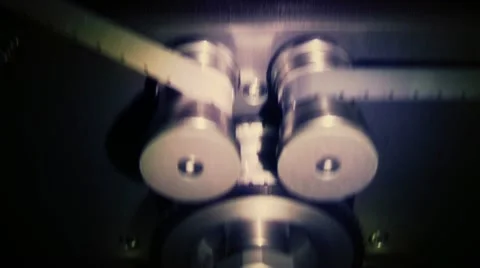 Film reel on Sondor telecine machine Stock Footage