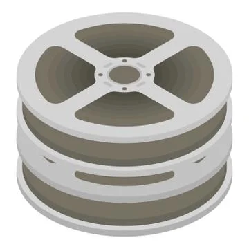 Film reel stack icon, isometric style 库存插图
