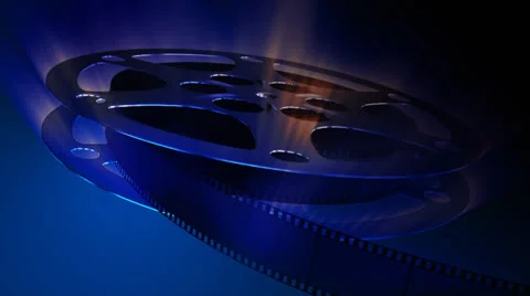 Film reel.Dark blue, Stock Video