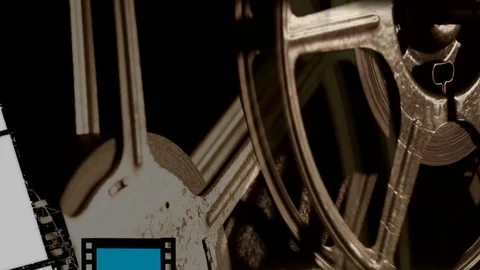 Film reels with example squares in comics + audio Video stock 116302304