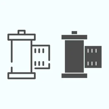 Film roll line and solid icon. Camera film vector illustration isolated on white 스톡 일러스트