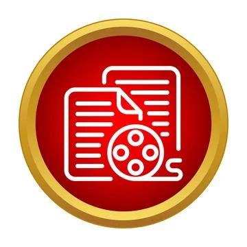 Film script document icon with reel for cinema production Stock Illustration