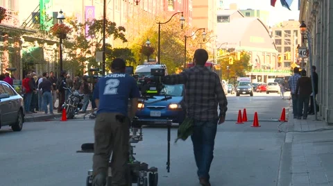 Film set crew, #3 with Red cam Stock Footage