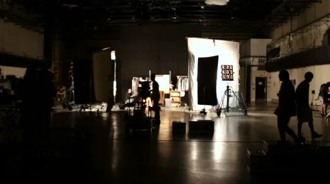 Film set test shoot setup studio Stock Footage