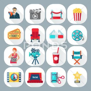 Film Shooting Icons Set Stock Illustration