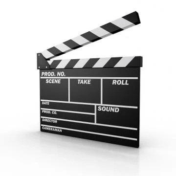 black and white movie slate clipart on white background