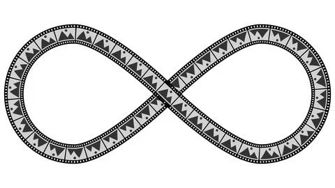 Film strip infinity loop symbolizing endless cinema storytelling and creati.. Stock Illustration