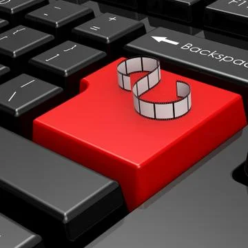 Film strip on red button of computer keyboard Stock Illustration