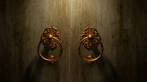 Filmic 3D green screen transition - the doors open and reveal the green screen. Stock Footage 246784506