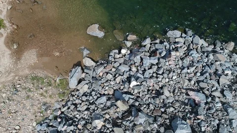 Filming from above the river and rocks Stock Footage 101469968