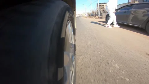 Filming from behind the wheel of a car while driving 6 Video stock 322989123