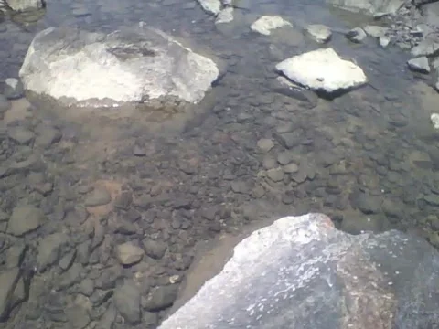 Filming between the rocks of the sea, it's shallow Stock Footage 162147417