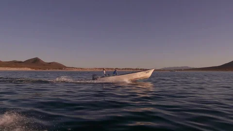 Filming boat on water Stock Footage 91141453