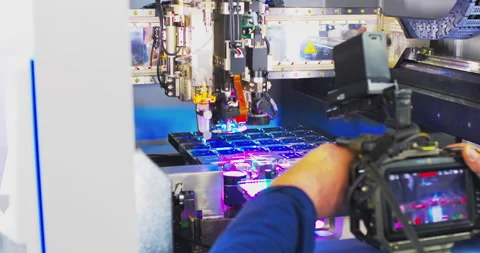 Filming commercials for microelectronic products. Stock Footage 337166338