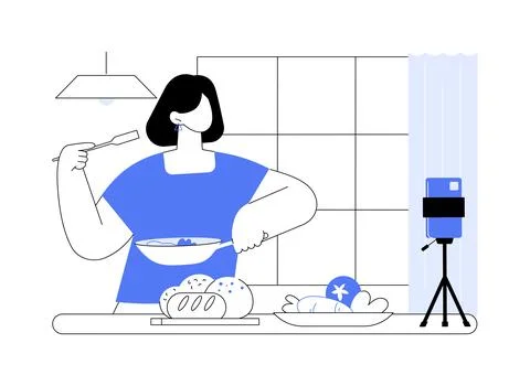 Filming cooking classes isolated cartoon vector illustrations. Stock Illustration