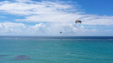 Filming with the DJI Mavic 2 Pro on the island Cerf Island on Mauritius Video stock 114014646