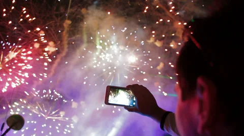 Filming fireworks Stock Footage 27455905