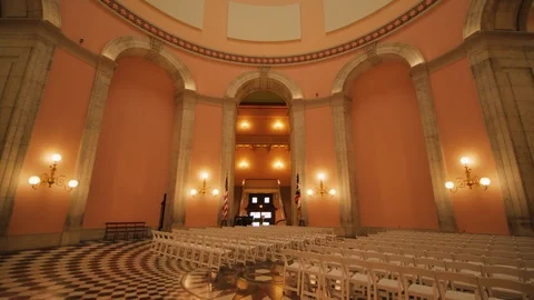 Filming Inside the Ohio State Capitol Building Rotunda on Special Access Stock-Footage 96754889