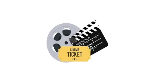 Filming media production 2d flat animation icons , cinematic Stock Footage 156865335
