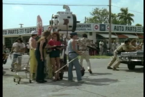 Filming a motorcycle stunt on set Stock-Footage 11346722