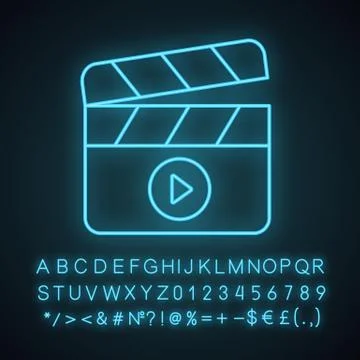 Filming neon light icon Stock Illustration