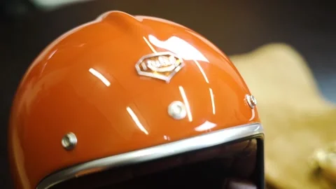 Filming an old helmet on a table. Stock Footage 154160568