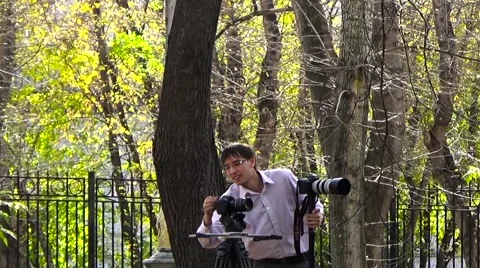 Filming operator stand-up Stock Footage 55187379